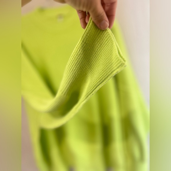 Free People Womens Easy Street Ribbed Knit Tunic Sweater Top Med Citron Green - Picture 12 of 13